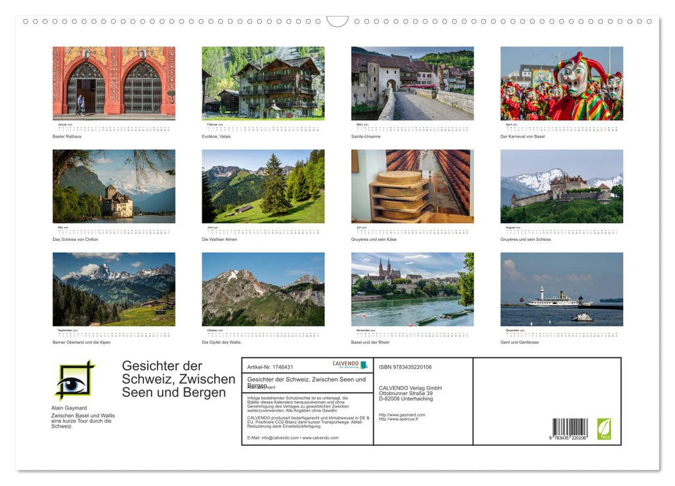 Gesichter der Schweiz, Zwischen Seen und Bergen (CALVENDO Wandkalender 2025)