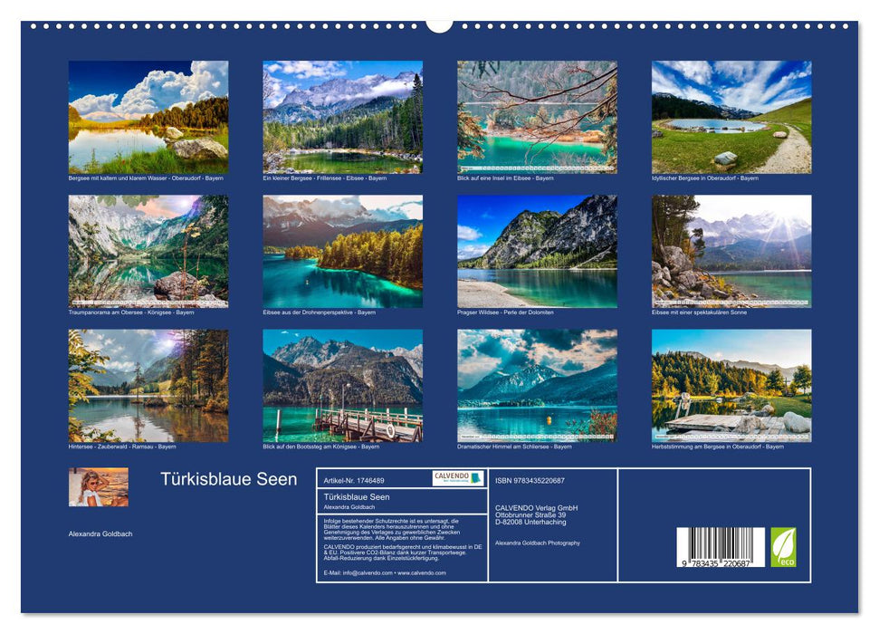 Türkisblaue Seen (CALVENDO Premium Wandkalender 2025)