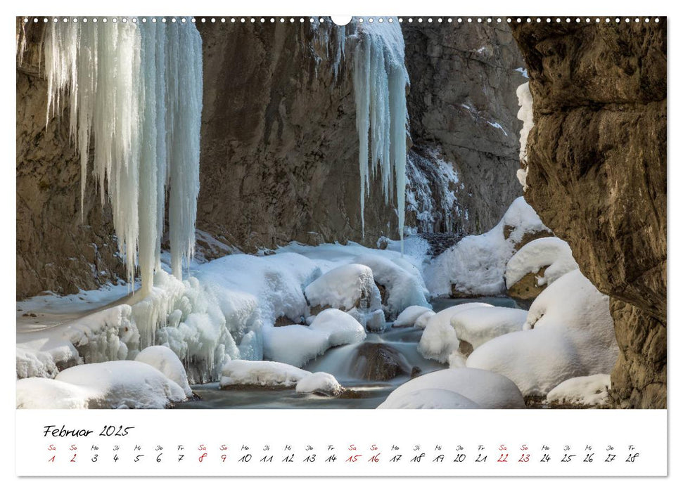 Wasserfälle, Klamme und Tobel in den bayerischen Alpen (CALVENDO Premium Wandkalender 2025)