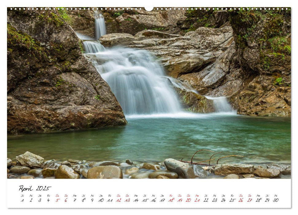 Wasserfälle, Klamme und Tobel in den bayerischen Alpen (CALVENDO Premium Wandkalender 2025)