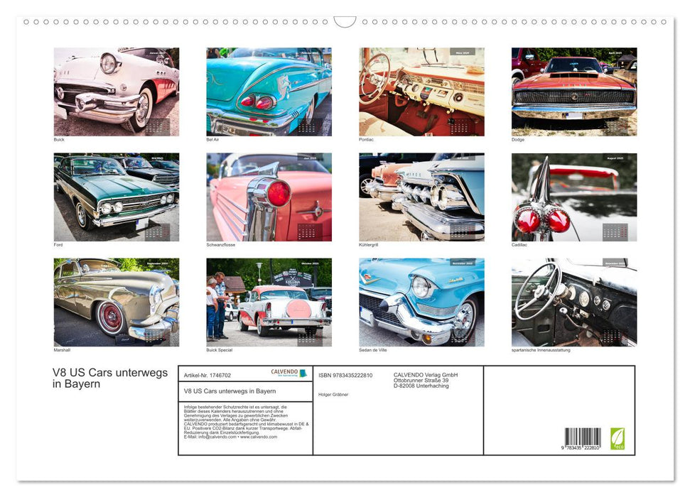 V8 US Cars unterwegs in Bayern (CALVENDO Wandkalender 2025)