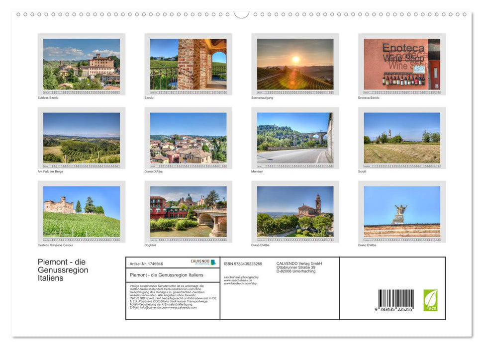 Piemont - die Genussregion Italiens (CALVENDO Premium Wandkalender 2025)