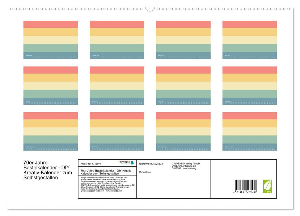 70er Jahre Bastelkalender - DIY Kreativ-Kalender zum Selbstgestalten (CALVENDO Premium Wandkalender 2025)