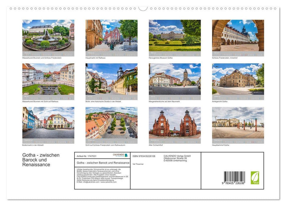 Gotha - zwischen Barock und Renaissance (CALVENDO Premium Wandkalender 2025)