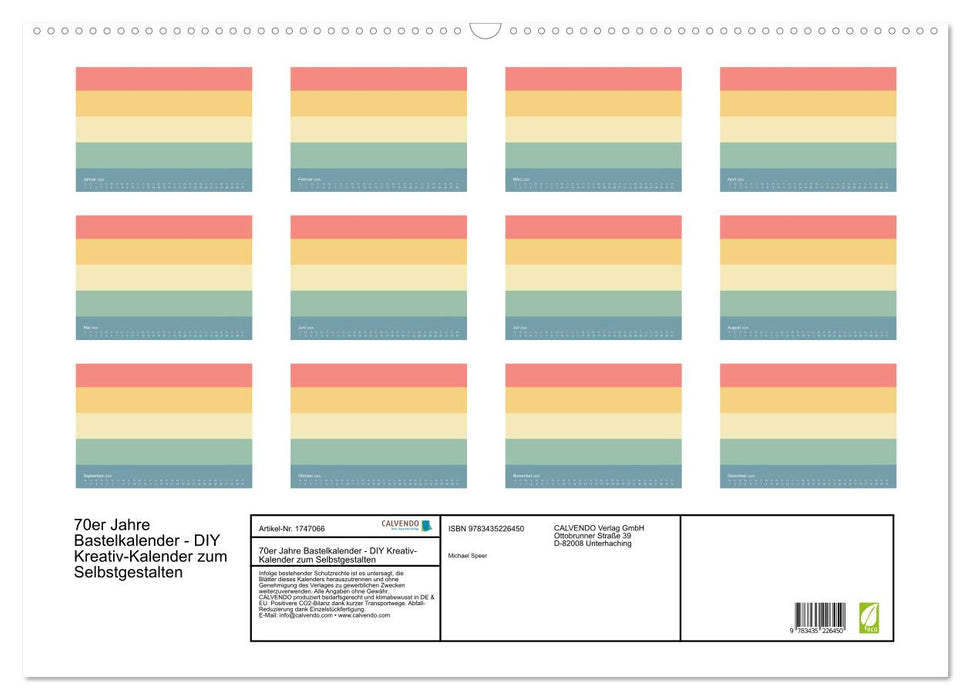 70er Jahre Bastelkalender - DIY Kreativ-Kalender zum Selbstgestalten (CALVENDO Wandkalender 2025)