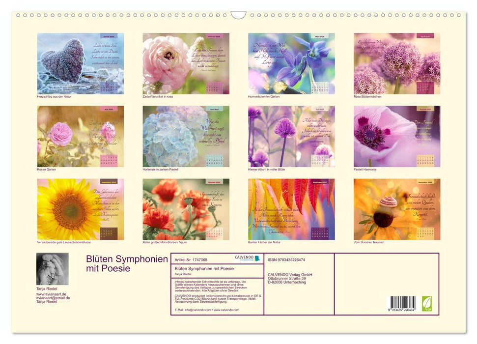 Blüten Symphonien mit Poesie (CALVENDO Wandkalender 2025)