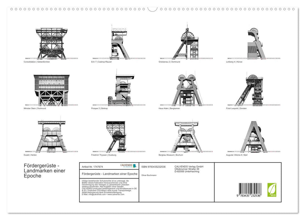 Fördergerüste - Landmarken einer Epoche (CALVENDO Premium Wandkalender 2025)