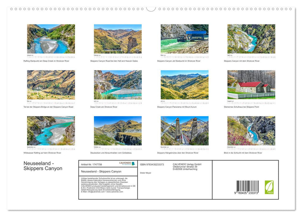 Neuseeland - Skippers Canyon (CALVENDO Premium Wandkalender 2025)