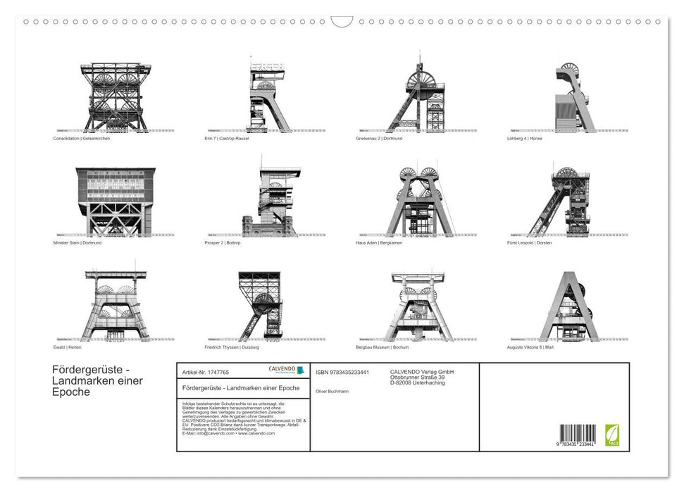 Fördergerüste - Landmarken einer Epoche (CALVENDO Wandkalender 2025)