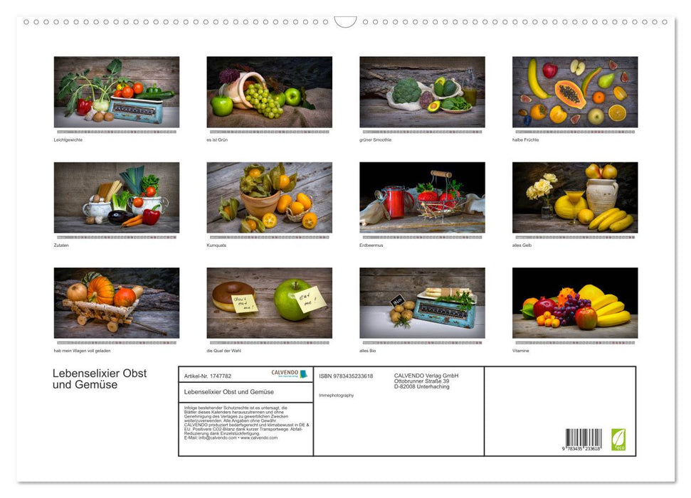 Lebenselixier Obst und Gemüse (CALVENDO Wandkalender 2025)