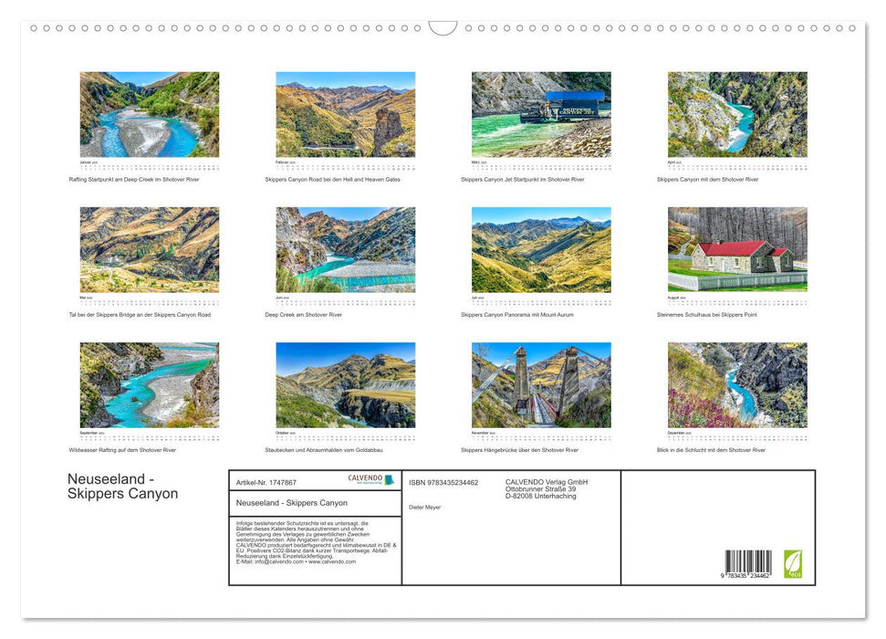 Neuseeland - Skippers Canyon (CALVENDO Wandkalender 2025)