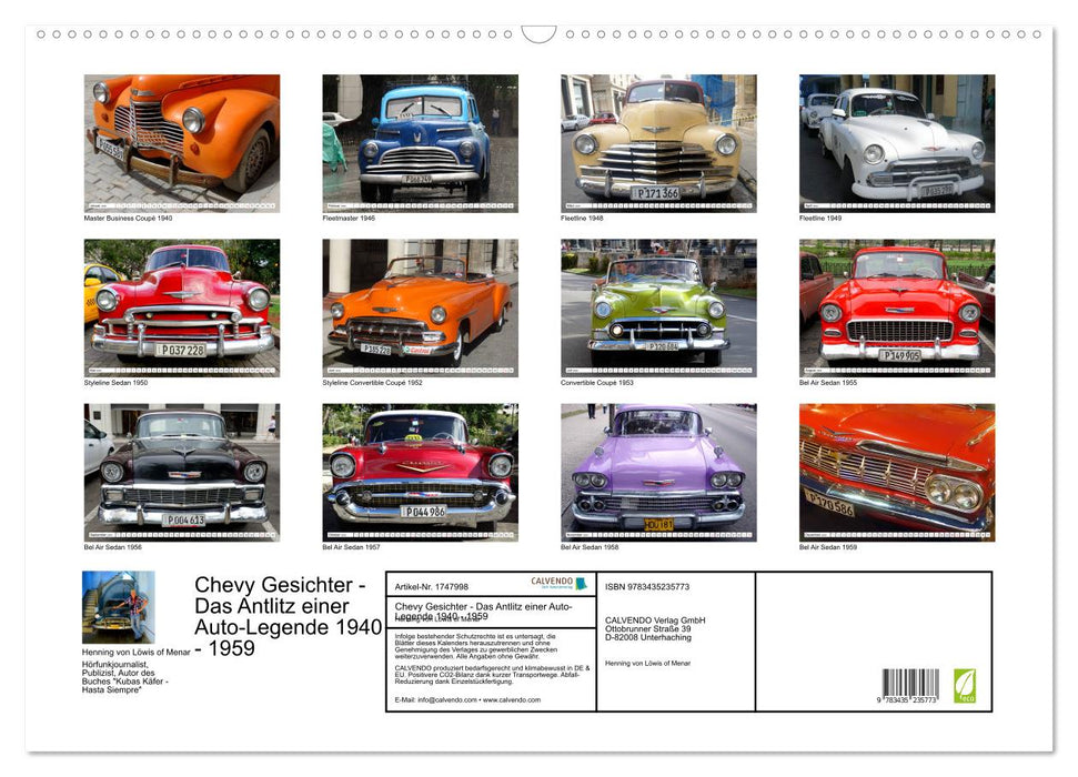 Chevy Gesichter - Das Antlitz einer Auto-Legende 1940 - 1959 (CALVENDO Wandkalender 2025)