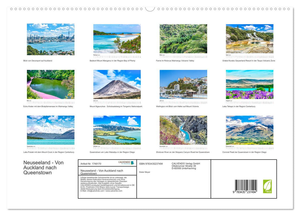 Neuseeland - Von Auckland nach Queenstown (CALVENDO Wandkalender 2025)