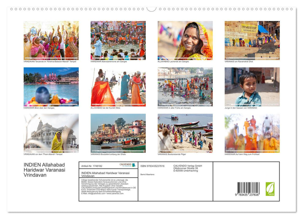 INDIEN Allahabad Haridwar Varanasi Vrindavan (CALVENDO Premium Wandkalender 2025)