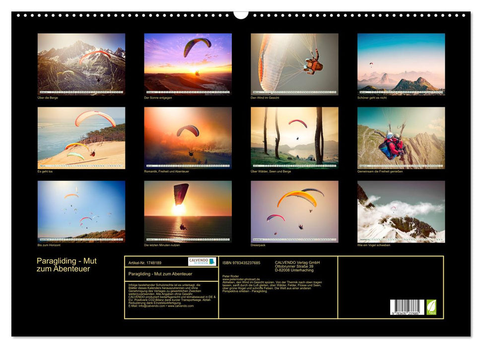 Paragliding - Mut zum Abenteuer (CALVENDO Wandkalender 2025)