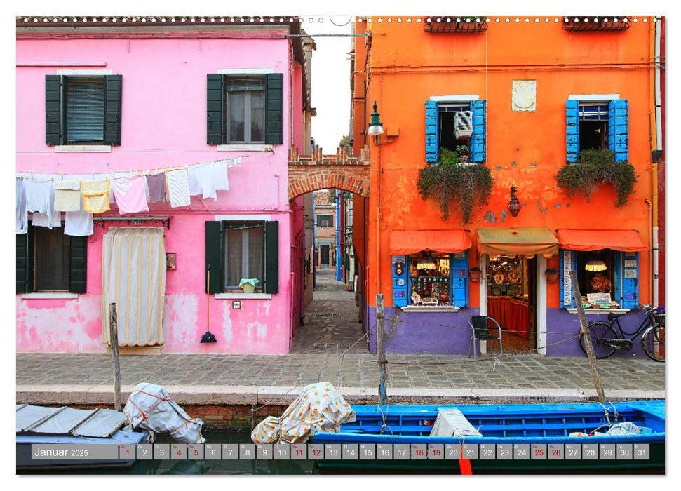 Burano - Fischerinsel der bunten Häuser (CALVENDO Premium Wandkalender 2025)