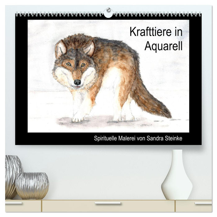 Krafttiere in Aquarell (CALVENDO Premium Wandkalender 2025)