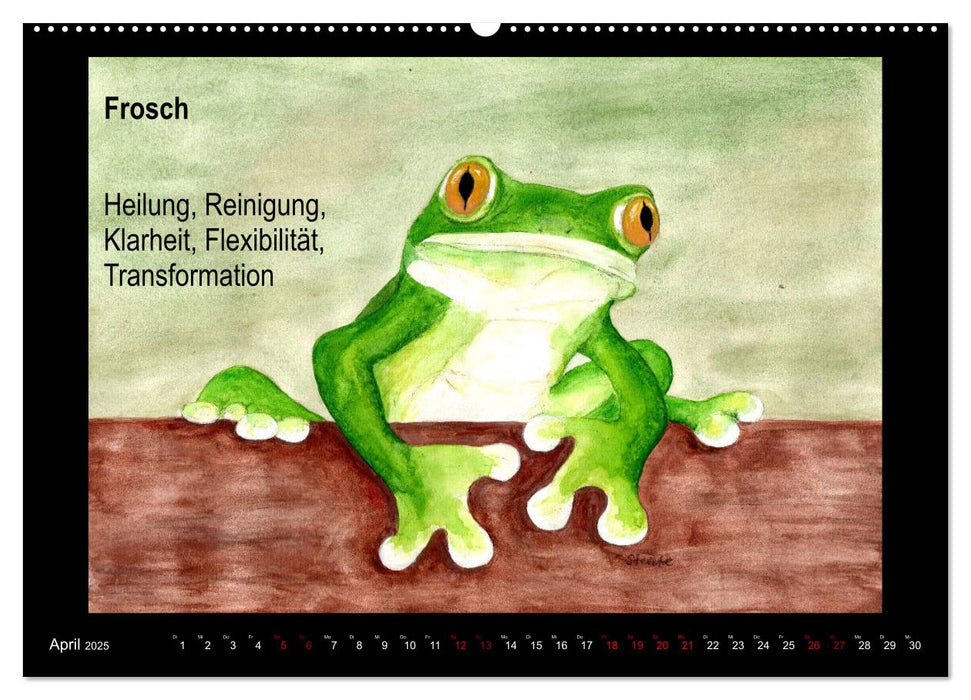 Krafttiere in Aquarell (CALVENDO Premium Wandkalender 2025)