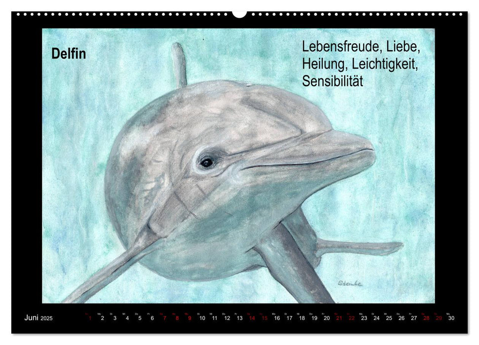 Krafttiere in Aquarell (CALVENDO Premium Wandkalender 2025)