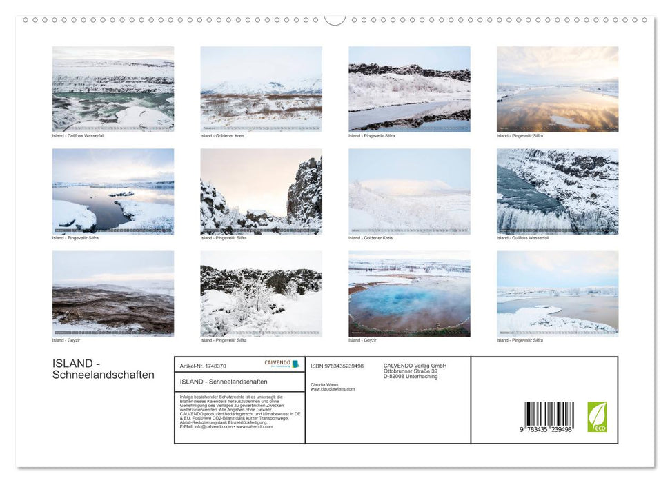 ISLAND - Schneelandschaften (CALVENDO Premium Wandkalender 2025)