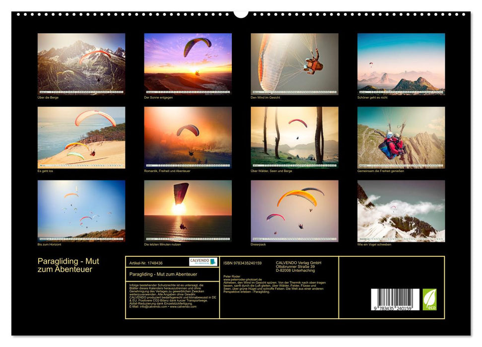 Paragliding - Mut zum Abenteuer (CALVENDO Premium Wandkalender 2025)