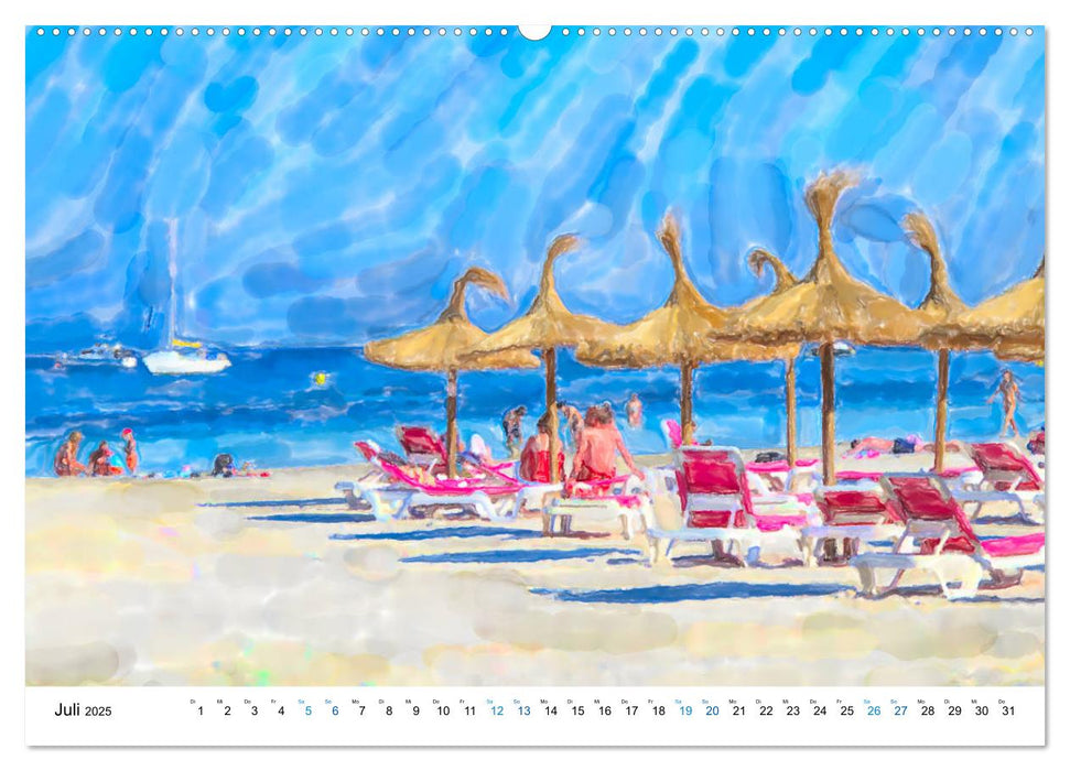 Mallorca - Die Urlaubsinsel in Aquarellfarben (CALVENDO Premium Wandkalender 2025)