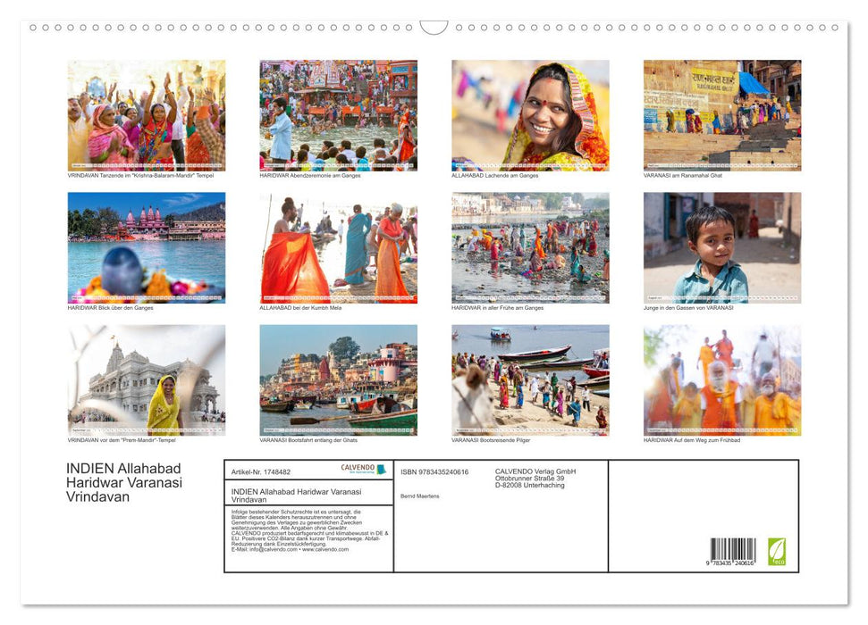 INDIEN Allahabad Haridwar Varanasi Vrindavan (CALVENDO Wandkalender 2025)