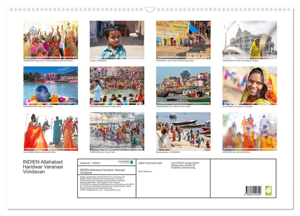 INDIEN Allahabad Haridwar Varanasi Vrindavan (CALVENDO Wandkalender 2025)