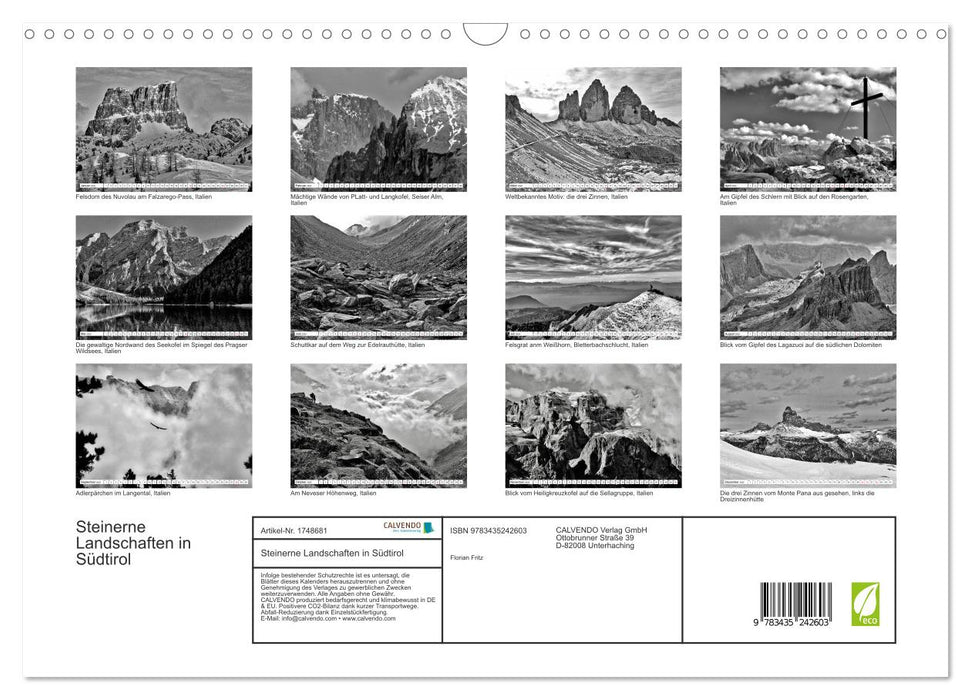 Steinerne Landschaften in Südtirol (CALVENDO Wandkalender 2025)