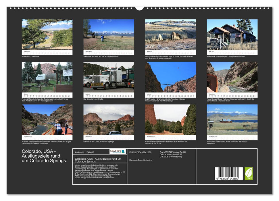 Colorado, USA - Ausflugsziele rund um Colorado Springs (CALVENDO Premium Wandkalender 2025)