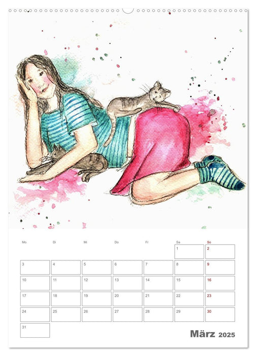 Meine zwei Samtpfötchen und Ich - Bezaubernde Aquarelle einer große Liebe (CALVENDO Wandkalender 2025)