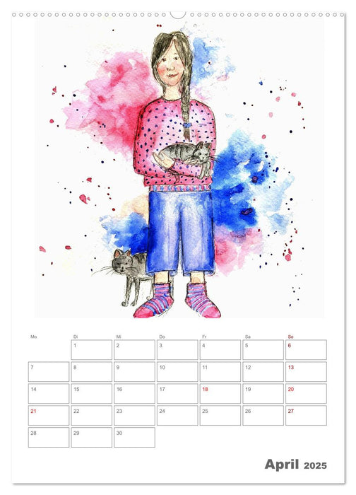 Meine zwei Samtpfötchen und Ich - Bezaubernde Aquarelle einer große Liebe (CALVENDO Wandkalender 2025)