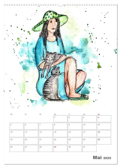 Meine zwei Samtpfötchen und Ich - Bezaubernde Aquarelle einer große Liebe (CALVENDO Wandkalender 2025)