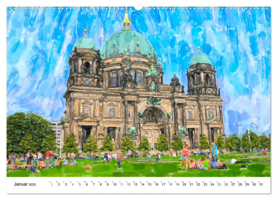 Berlin - Stadtansichten im Aquarell-Design (CALVENDO Premium Wandkalender 2025)