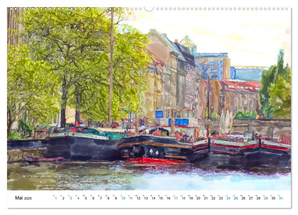 Berlin - Stadtansichten im Aquarell-Design (CALVENDO Premium Wandkalender 2025)