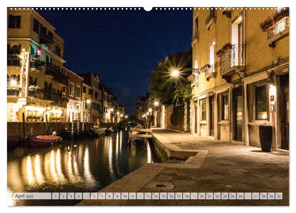 Stilles Venedig wenn es Nacht wird (CALVENDO Premium Wandkalender 2025)