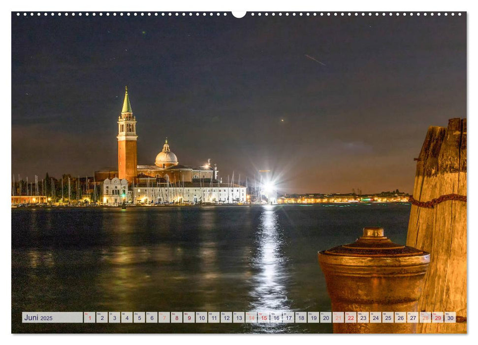 Stilles Venedig wenn es Nacht wird (CALVENDO Premium Wandkalender 2025)