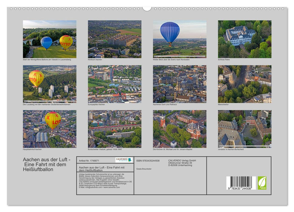 Aachen aus der Luft - Eine Fahrt mit dem Heißluftballon (CALVENDO Premium Wandkalender 2025)