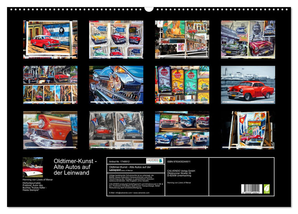 Oldtimer-Kunst - Alte Autos auf der Leinwand (CALVENDO Wandkalender 2025)