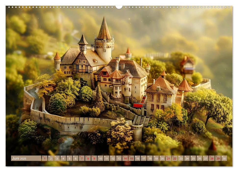 Miniaturwelt Burgen und Schlösser (CALVENDO Premium Wandkalender 2025)