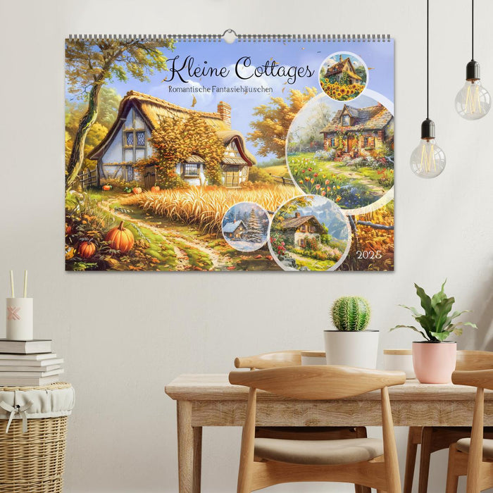 Kleine Cottages - Romantische Fantasiehäuschen (CALVENDO Wandkalender 2025)