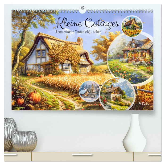 Kleine Cottages - Romantische Fantasiehäuschen (CALVENDO Premium Wandkalender 2025)