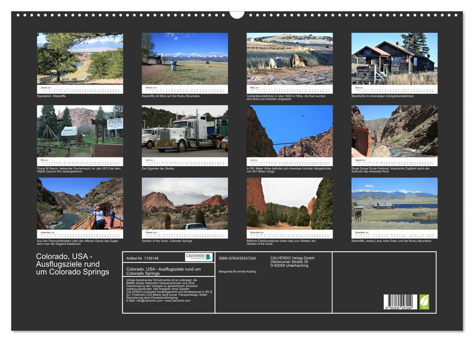 Colorado, USA - Ausflugsziele rund um Colorado Springs (CALVENDO Wandkalender 2025)