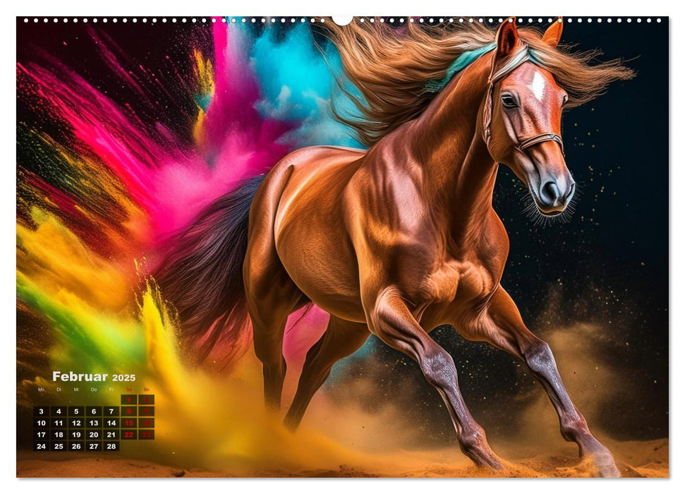 Pferde im Farbenrausch (CALVENDO Premium Wandkalender 2025)