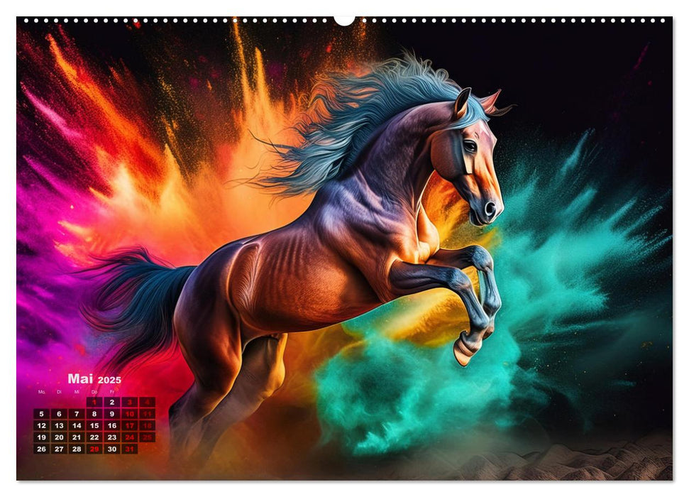 Pferde im Farbenrausch (CALVENDO Premium Wandkalender 2025)