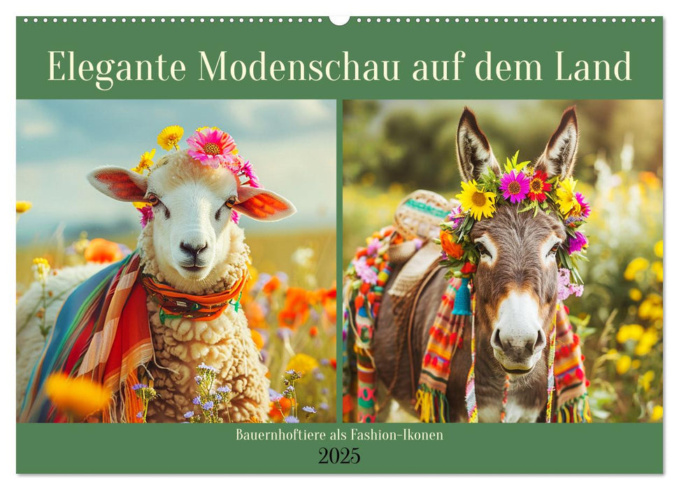 Elegante Modenschau auf dem Land. Bauernhoftiere als Fashion-Ikonen (CALVENDO Wandkalender 2025)