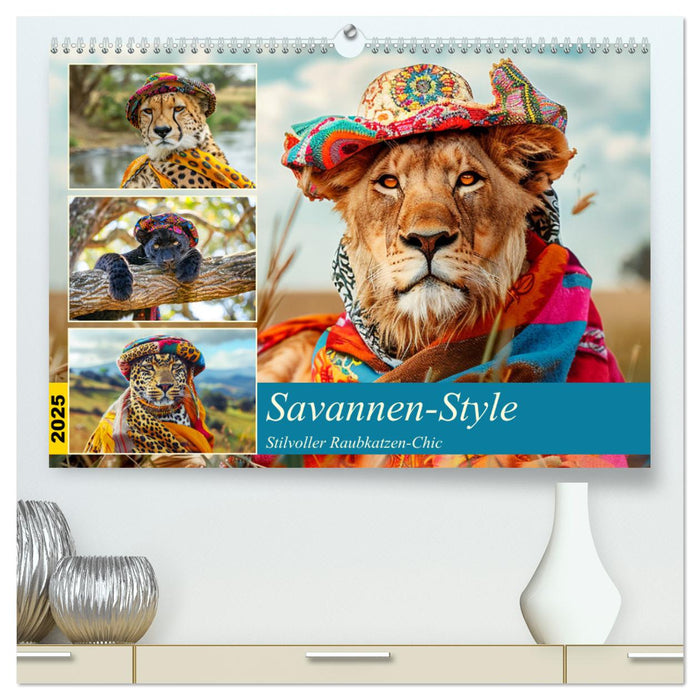 Savannen-Style. Stilvoller Raubkatzen-Chic (CALVENDO Premium Wandkalender 2025)