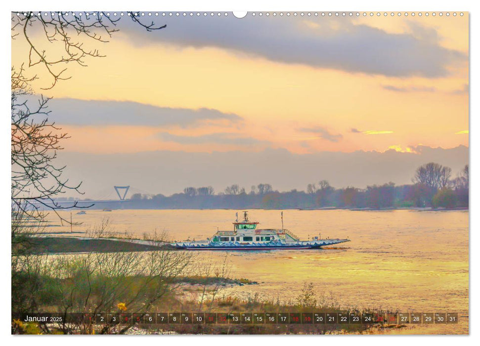 Meerbusch am Rhein - Lichtstimmungen bei Tag und bei Nacht (CALVENDO Wandkalender 2025)