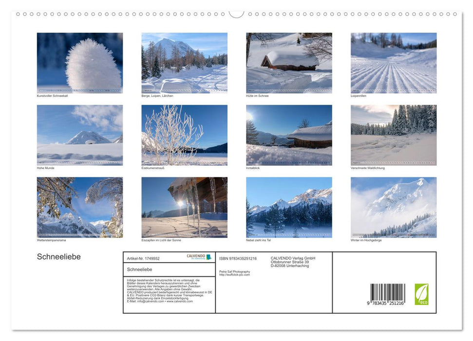 Schneeliebe (CALVENDO Premium Wandkalender 2025)