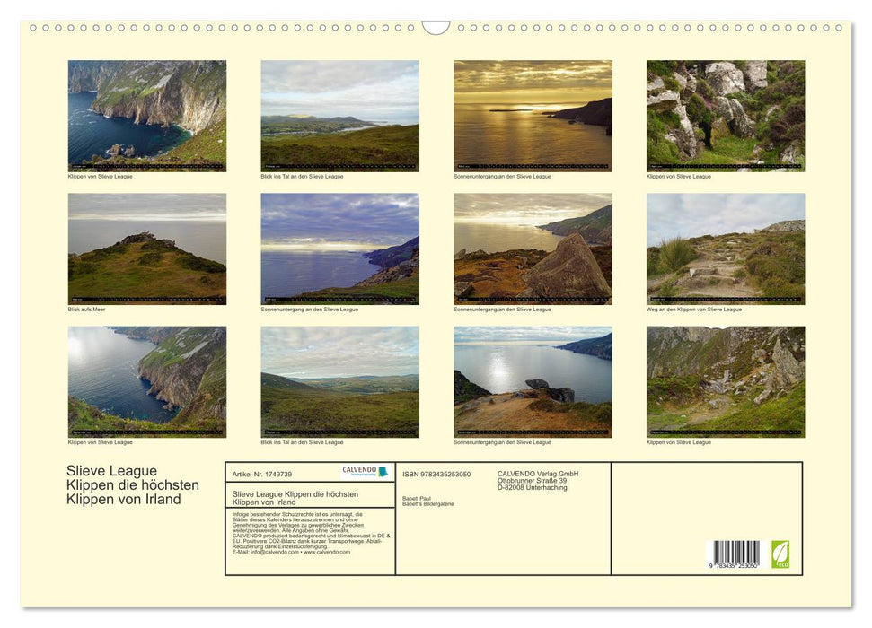 Slieve League Klippen die höchsten Klippen von Irland (CALVENDO Wandkalender 2025)